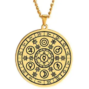 Secreti Geomantici Necklace Stainless Steel Divination Symbol Magic Seal Pendant