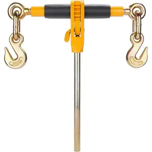 【fathersdaygift】VEVOR Ratchet Chain Binder, 3/8"-1/2" Heavy Duty Load Binders, with G80 Hooks 12000 lbs Secure Load Limit, Labor-saving Anti-skid Handle, Tie Down Hauling Chain Binders for Flatbed Truck Trailer, 4 Pc