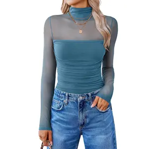 Avidlove Women Long Sleeve Bodysuit Turtle Neck Shapewear Body Suits Mesh One Piece Leotard Shirt Going Out Tops Fall Outfits