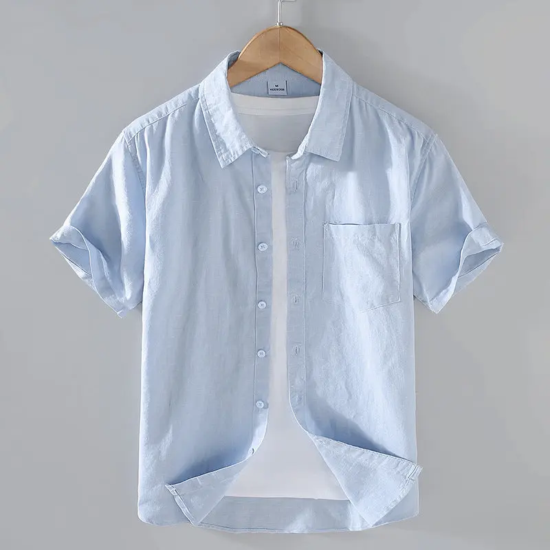 Men's Summer Linen Short Sleeve Shirt - Casual Top