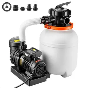 Sand Filter Pump for Above Ground Pool, Swimming Pool Sand Filter Pump with Pre-Assembled Core & Leak-Resistant Design, 6-Way Valve, High-Efficiency Filtration for Pools, Media Installed, Leak-Resistant, Ready to Use Out of Box