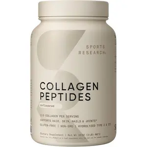 Sports Research Collagen Peptides - Hydrolyzed Type 1 & 3 Collagen Powder Protein Supplement for Healthy Skin, Nails, & Joints - Easy Mixing Vital Nutrients & Proteins, Collagen for Women & Men 2LB