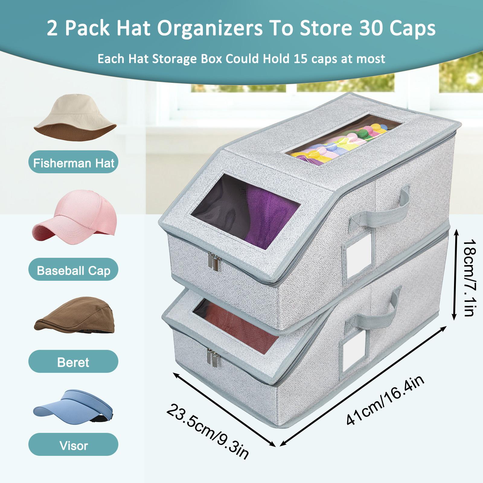 Stackable Baseball Cap Storage Box, Holds Up to 24 Hats – Durable Foldable Cardboard Organizer, Large Capacity Hat & Toy Storage Solution, Versatile Home & Bedroom Organizer, Dustproof, Space Saving mothersdaygift