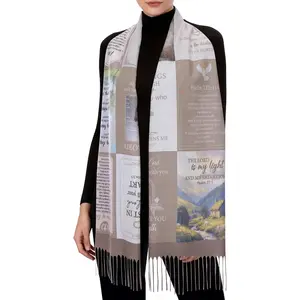 Prayer Shawls for Women Christian Prayer Scarf Shawl Religious  Verse Wrap Church (Squares Brown)