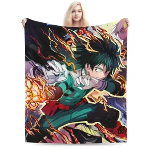 Anime Bed Blanket Comfy Soft Flannel Blanket All Season Fuzzy Sofa Bedroom Dorm Couch Office Car Travel Home Blankets Gift for Men Women Boys Girls Fans