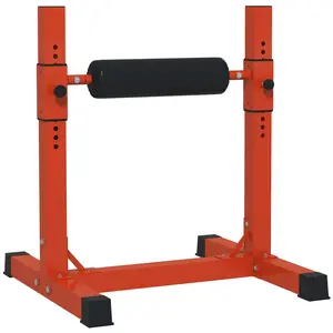 Soozier 12-Level Bulgarian Split Squat Stand, Strength Training Leg Machine Squat Rack, Red