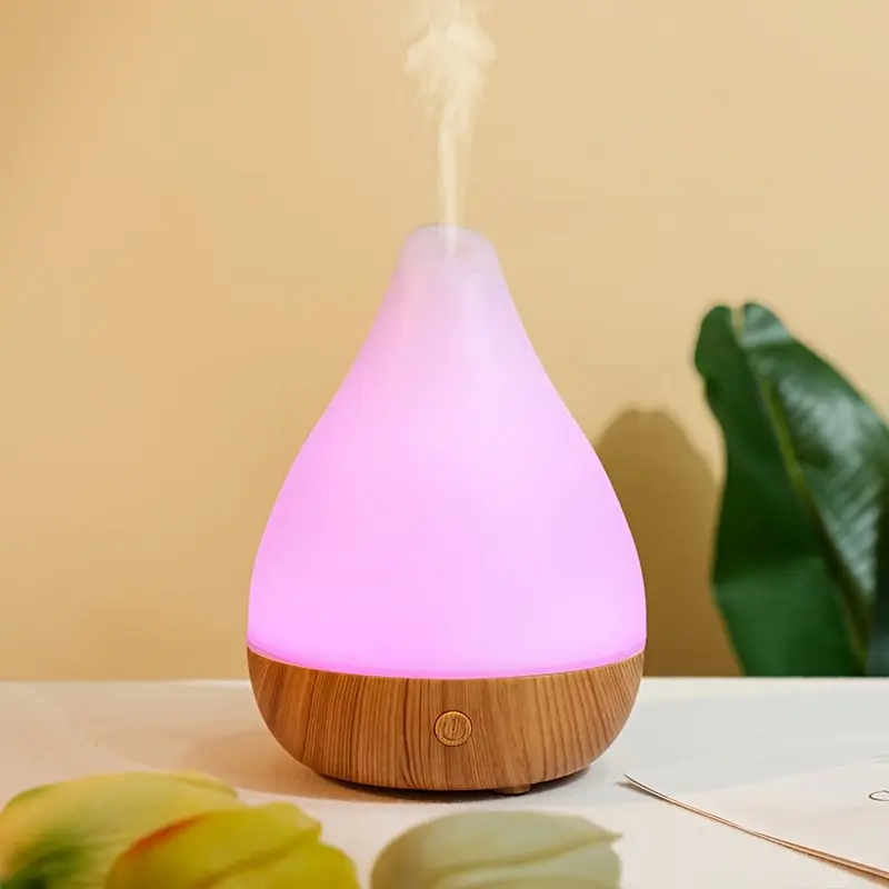 2-in-1 Aromatherapy Diffuser & Humidifier with Wood Grain Design, 7-Color LED Mood Lights, Auto Shut-Off, Soundwave Tech Cool Mist, USB Portable Holiday Gift for Bedroom/Office, Aromatherapy Diffusers