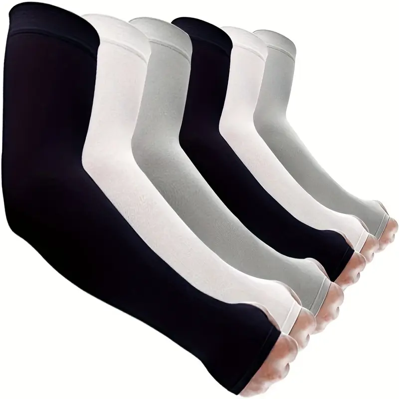 3 Pairs UV Sun Protection Cooling Arm Sleeves for Men Women Ice Silk Breathable Non-Slip Compression Arm Covers Stretchy Quick-Dry Arm Guards for Outdoor Cycling Driving Fishing Hiking Running Golf & Daily Summer Activities
