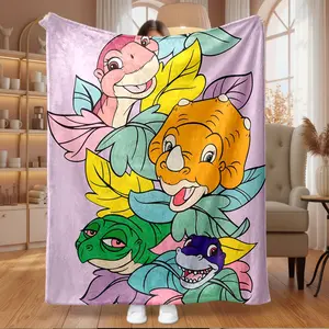 1pc Cartoon Dinosaur Adventure Theme Flannel Fleece Blanket, Super Soft & Warm Throw for Living Room, Bedroom, Office, Travel, Camping, Adult Home Decor Gift, Cozy Throw Blanket