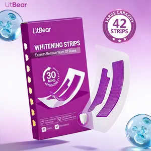 LitBear Purple Teeth Whitening Strips, 21 Treatments, 42 Count, Purple Tooth Whitening,  Whitening Strips Formulated to Be Gentle,Peroxide-Free and Quick-Dry, Stains Removal