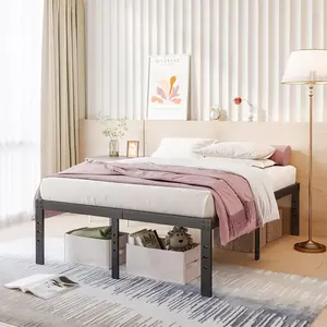 COMASACH 16 Inch Bed Frames Queen Size 3500 Lbs Heavy Duty Platform with Sturdy Metal Slats, No Box Spring Needed, Easy Assembly, Under Bed Storage