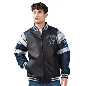 Football Fan Shop Dallas Cowboys Officially Licensed NFL Faux Leather Varsity Jacket