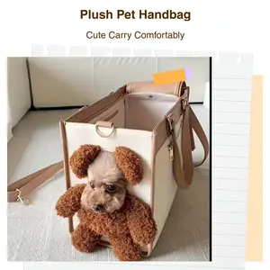Multifunctional Pet Handbag for Cats and Dogs with Plush Bear Design Spacious Interior and Convenient Features Perfect for Walks and Errands