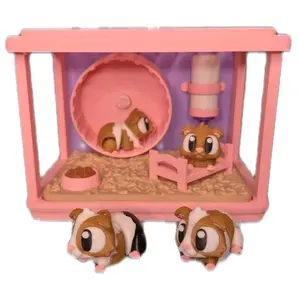 3D Printed Hamster Cage Playset – Includes 4 Unique Hamsters Articulated Toy