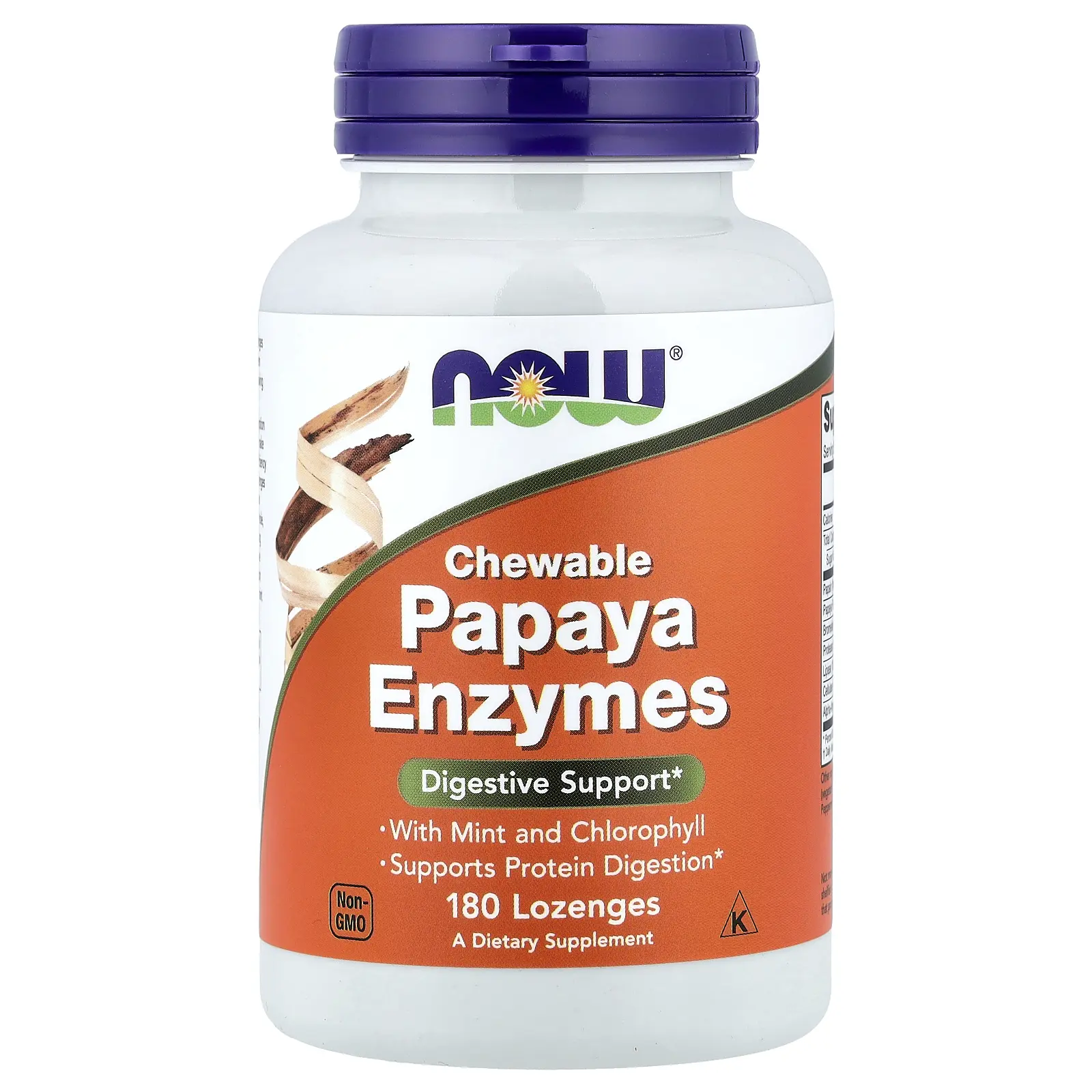 NOW Foods Chewable Papaya Enzymes, 180 Lozenges