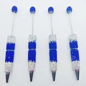 4Pcs Gradient DIY Rhinestone Beaded Pens, 14.6cm Metal Tip, Office & School Supplies for Women Gift & DIY Bead Decoration, Specialty Pen
