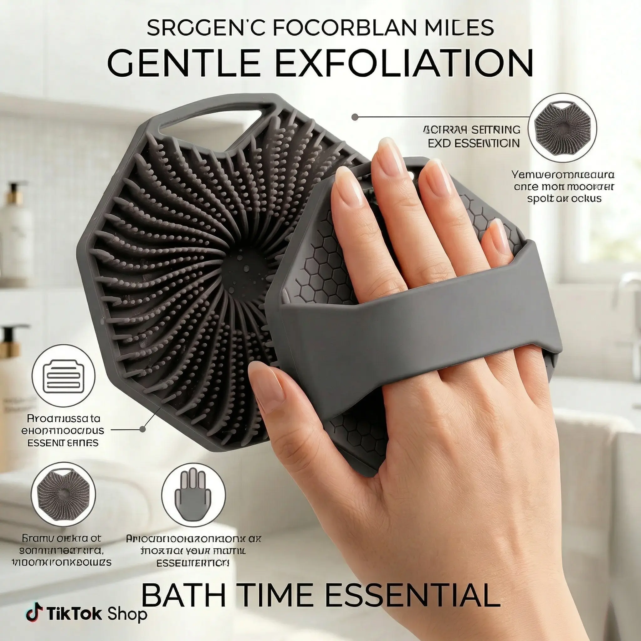 Antimicrobial Silicone Body Scrubber Exfoliating Brush for Sensitive Skin Antibacterial Shower Scrubber for Men Women Effective Daily Cleansing - Soap Easter gift