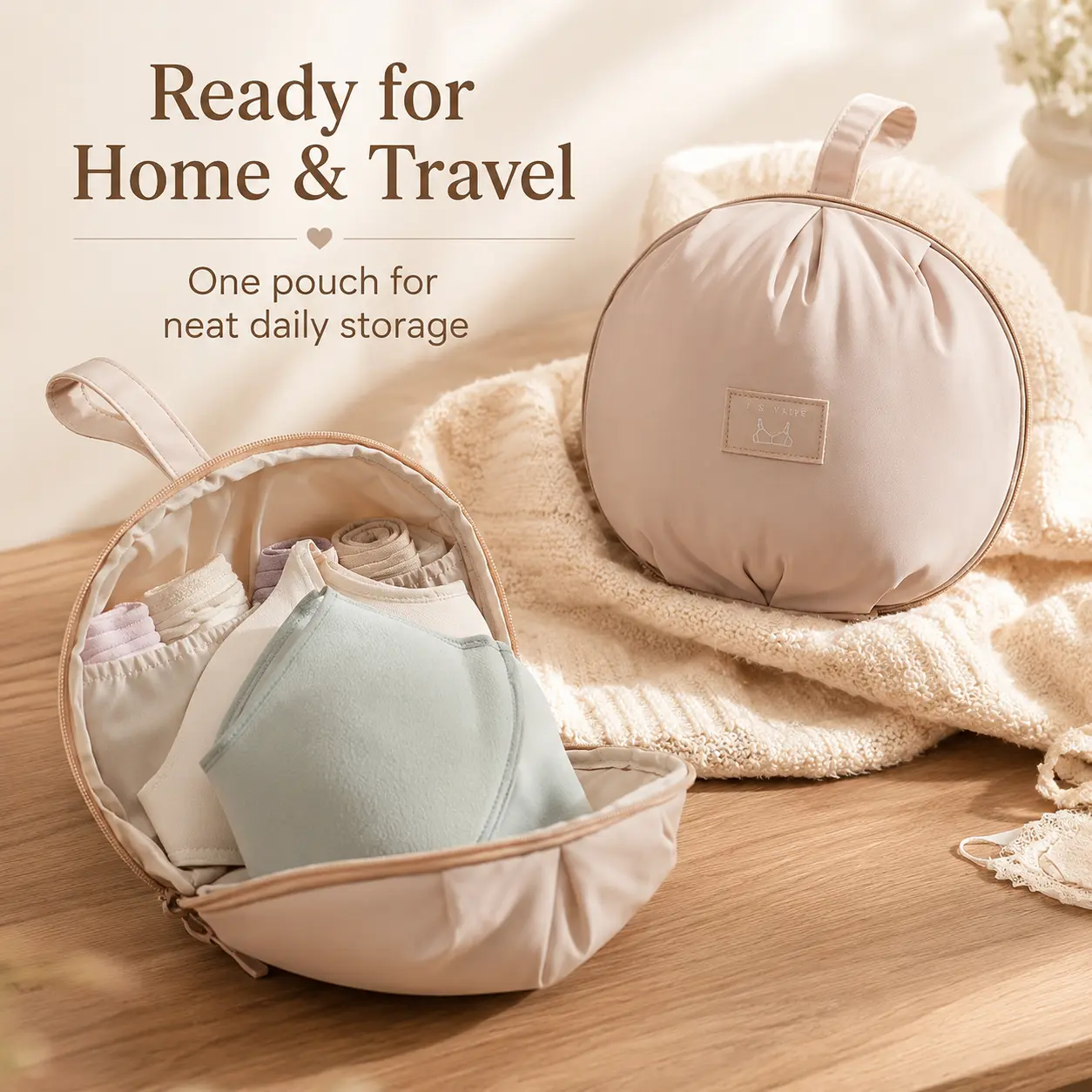 Ladies' Portable Bra Storage Bag , Pink, Sports & Outdoor Travel Underwear Organizer for Close-Fitting Clothes
