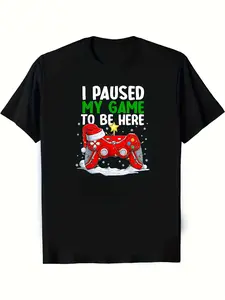 Humorous Gaming Christmas T Shirt for Men and Women Featuring Controller Design and Santa Graphic Perfect for Casual Video Game Events Durable and Machine Washable Black Fabric