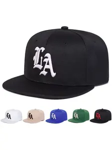 Unisex Geometric La Embroidery Baseball Cap, Adjustable Fitted Design, Casual Woven Fabric Hat for All Seasons Outdoor Activities