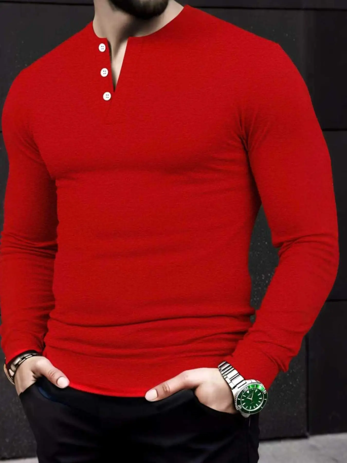 Men's Long Sleeve Casual Shirt, Spring & Fall Daily Wear, Comfortable Lightweight Fitted Base Layer Top for Various Occasions