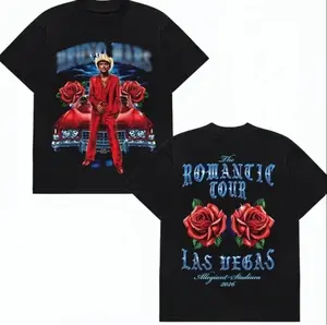 Bruno 24K Magic The Romantic Tour Las Vegas Unisex T-Shirt, Vintage Red Suit Car Roses Graphic Tee, Perfect Gift for Concert Lovers