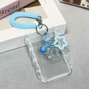 A set of heavy-duty retractable certificate holder with keychain and wristband transparent PVC card holder with safety lock and anti-theft design durable certificate holder Student ID card campus card is an ideal gift for back-to-school season.