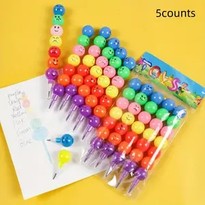 5 Colorful Lollipop Pencils Set, Fun Doodle Pens for Teens, Birthday Party Gifts, Back-To-School Supplies, Bright Colors, Playful Character & Cute Designs