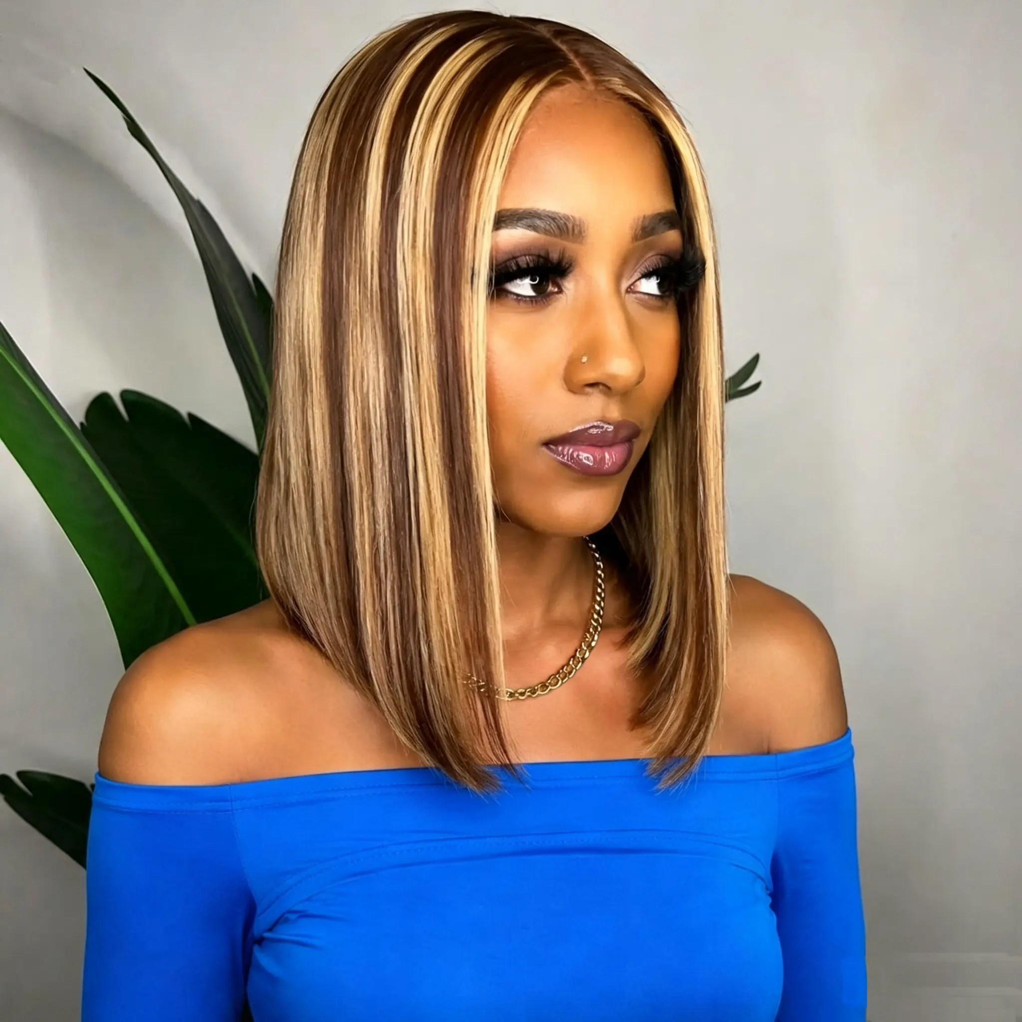 4/27 Highlight Bob Wig Human Hair 13x4 Lace Frontal Bob Wig 180 Density Short Straight Ombre Colored Wigs for Black Women Glueless Blonde Wigs 12 inch