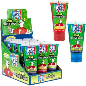 Icee Sour Squeeze Candy 12 ct. - Sour Gel Candy with Cherry and Blue Raspberry Flavors - 12 Count Pack