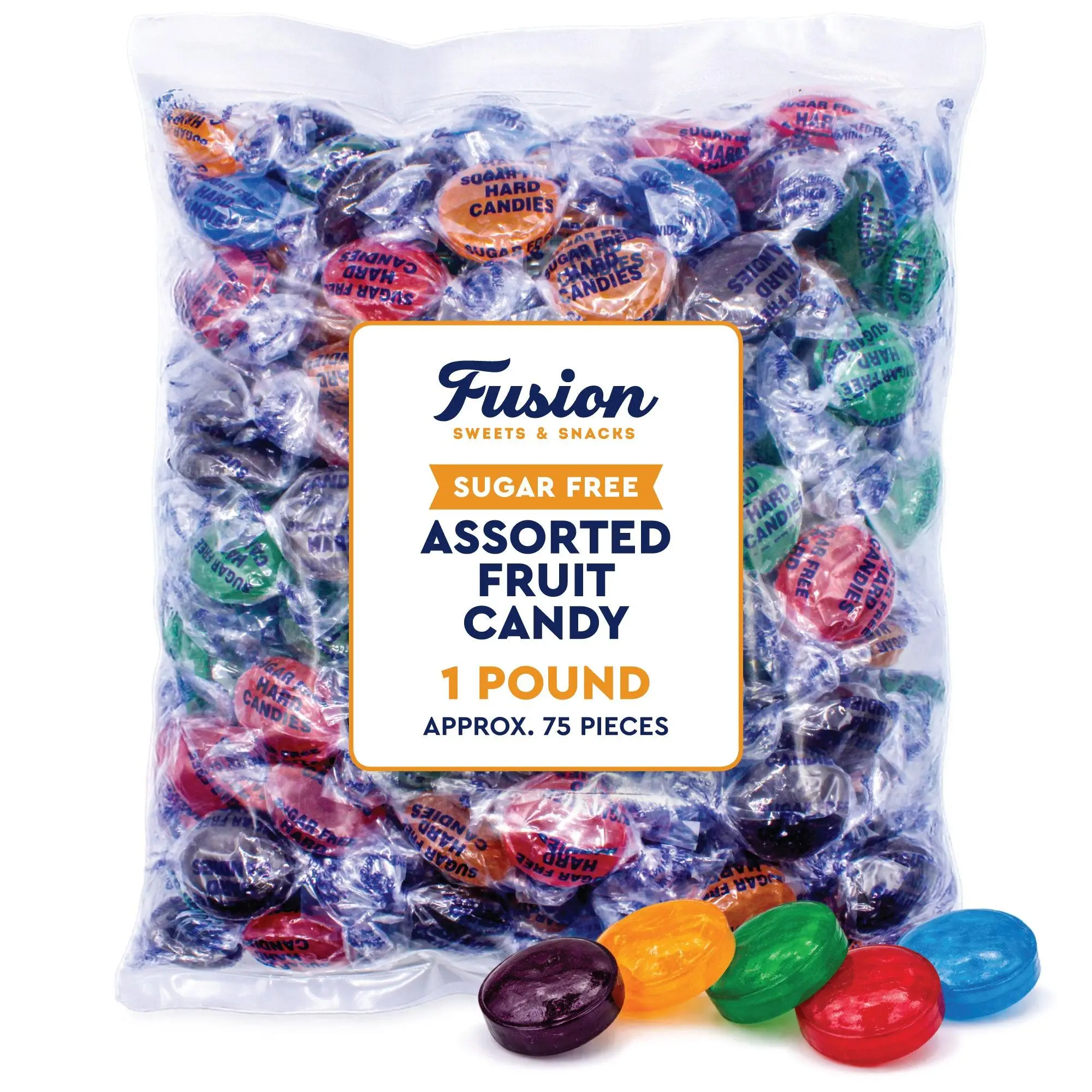 Arcor Sugar Free Assorted Fruit Flavor Hard Candy – 1 lb Bulk Bag (Approx 75 Count) - Cherry, Lime, Orange, Blackberry, Raspberry Individually Wrapped, Keto & Diabetic Friendly Low‑Calorie Sugar Free Hard Candy