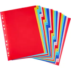 21 Tab A-Z Binder Dividers, 3 Ring Plastic Binder Dividers with Tabs Multicolor Alphabet Dividers for 2/3/4/11 Ring Binders, Letter Size (8.2x11.6 Inch)