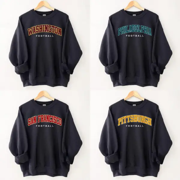 Vintage Black Football Team Sweatshirt - Classic Design for All Fans Vintage Black Football Team Sweatshirt - Classic Design for All Fans