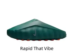 Sleek Dark Green Backless Slide Sandals Massage Dot Insole Wavy Rim Anti-Slip Casual Walking Mules
