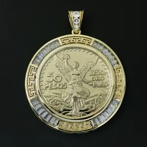 Aztec Baguette Bezel Centenario Pendant - Gold