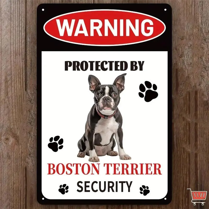 Charming Boston Terrier Dog Metal Tin Sign - Pet Dog Home Wall Decor for Indoors or Outdoors - Rust-Resistant, Waterproof, and Durable Sign for Dog Lovers (20*30cm)