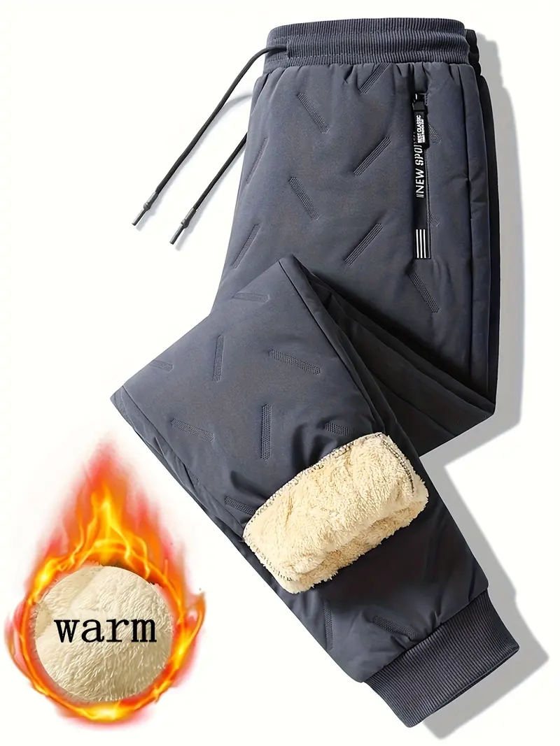 1 pair of winter warm fleece-lined pants, outdoor sports camping straight leg hiking pants, thickened warm pants, waterproof and windproof