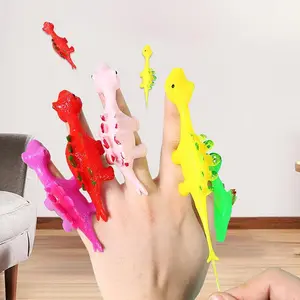 Random Color & Styles Dinosaur Finger Launcher Toy,20pc Creative Stress Relief Toy for Kids, Fun Slingshot Game Toy for Teenager & Adults Soft Rubber gift