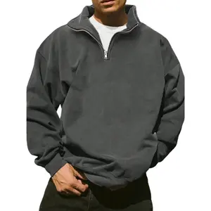 Men's Fashion Half-Zip Casual Pullover Sweatshirt Warm For Autumn/Winter Long Sleeve Menswear Polyester Hoodie Camp Shirt for Men Dark Grey Regular Fit Stand Neckline Minimalist Style - Fabric funny qu'  shirt fitts Hoodi Men's Patchwork Hooded Sweatshir