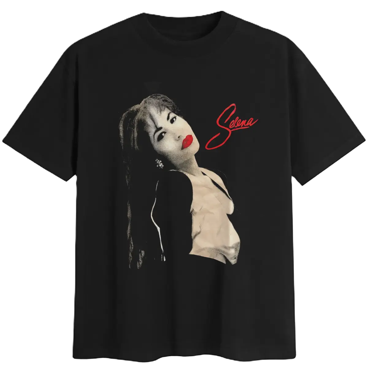 Selena Latin Queen Graphic Men's T-shirt, Casual Cotton Fabric Shirt Vintage Selena