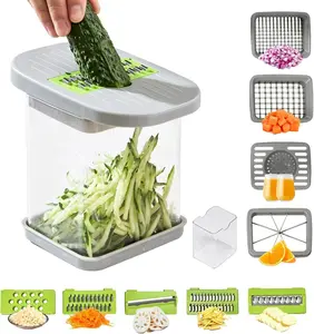 Vegetable Cutter,Food Chopper Manual Hand,For Potato Cutter & Fry Slicer - Functions as Potato Dicer,Onion Dicer,Veggie Shredder with 9 Blades,Easy to Clean, Dishwasher Safe-Essential Kitchen Gadgets