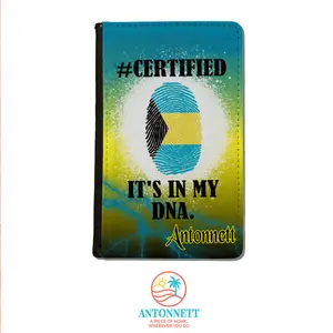 Antonnett Caribbean Heritage Personalized Passport Cover – PU Leather, Single-Sided Design, 7.8" x 5.6", Clear Plastic Sleeve & 3 Card Slots, 21 Country Flags, Multi-Language Display Card (English/French/Spanish)