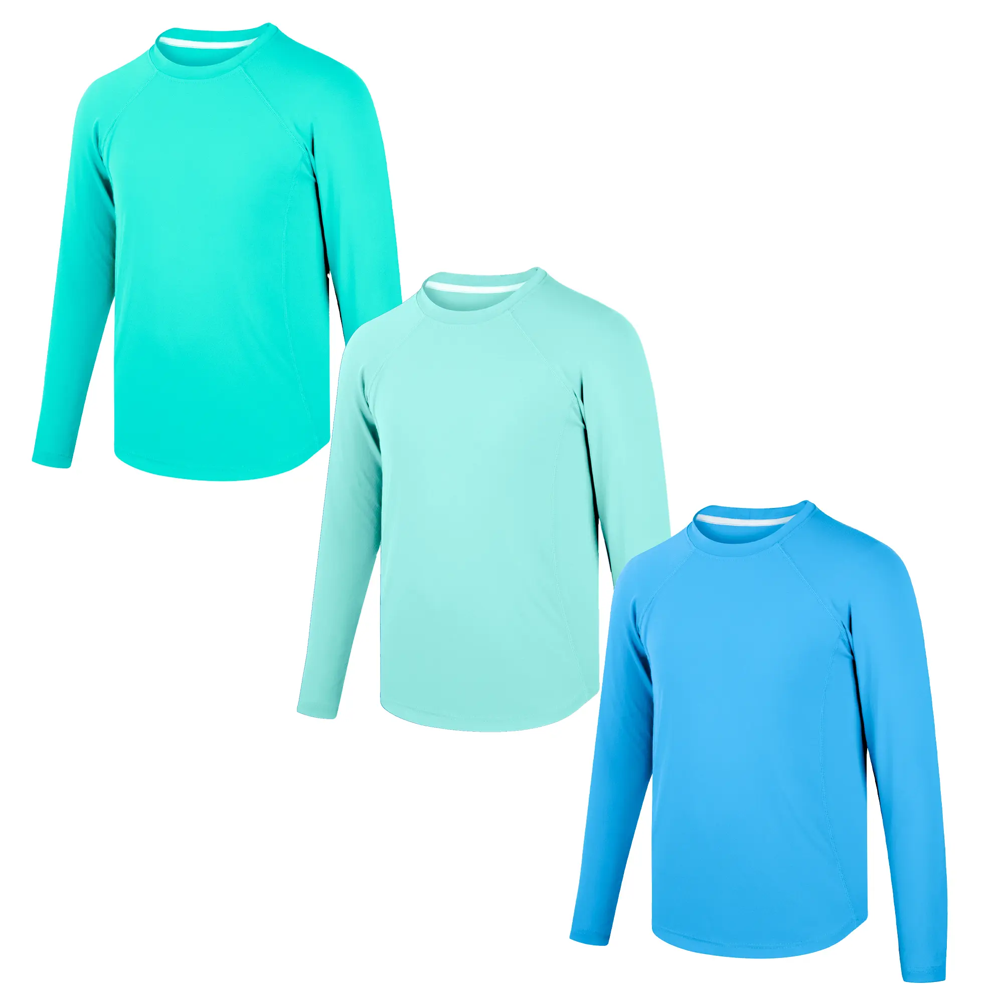 BIG ELEPHANT 3 Pack Boys Athletic Long Sleeve T Shirts Soft Moisture Wicking Crew Neck Activewear for School Sports Tagless Sport Tops Sportswear Set