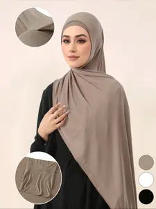 Women's Stretchable Jersey Hijab Scarf, Soft Breathable Plain Design, Elastic Head Wrap Suitable for All Occasions, Turban Hijab