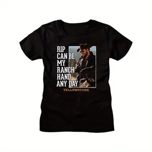 [Vintage Style Graphic Tee] Rip can be my Ranch Hand - Yellowstone T-shirt - Vintage Style Graphic Tee for Women and Men - Black Short Sleeve