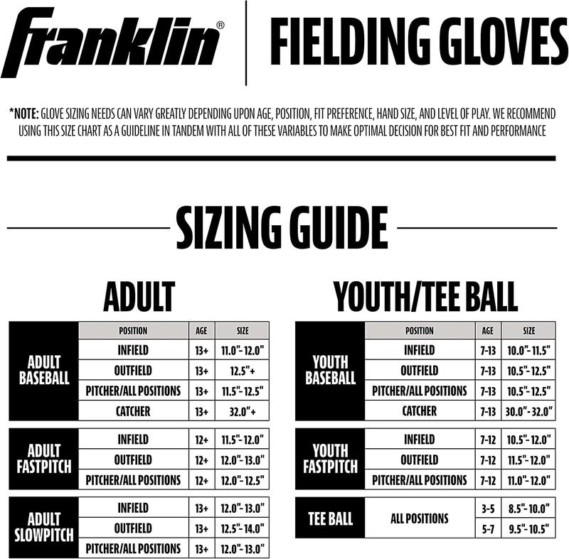 Franklin Sports Baseball + Softball Gloves - Field Master Adult + Youth Baseball + Softball Gloves - Right Hand + Left Hand Gloves - Infield + Outfield Mitts - Multiple Sizes + Colors Franklin Sports