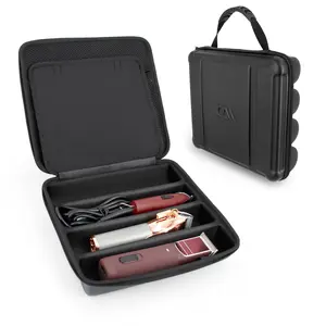 Barber Clipper Travel Case – Holds 4 Cordless or Corded Hair Clippers, Trimmers & Buzzers – Portable Organizer with Top Pocket for Barber Supplies