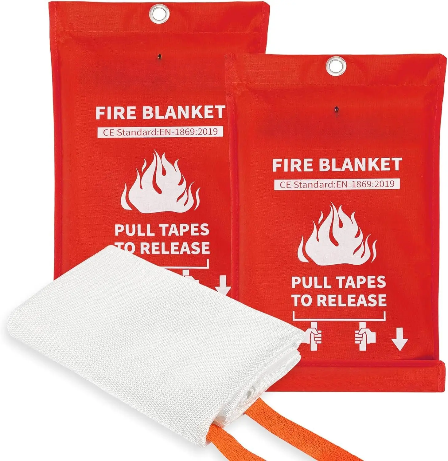 Fire Blanket for  and Kitchen - 2 Pack 40"x40" Flame Suppression Fiberglass Fire Blankets for House Camping  Office Warehouse   Safety