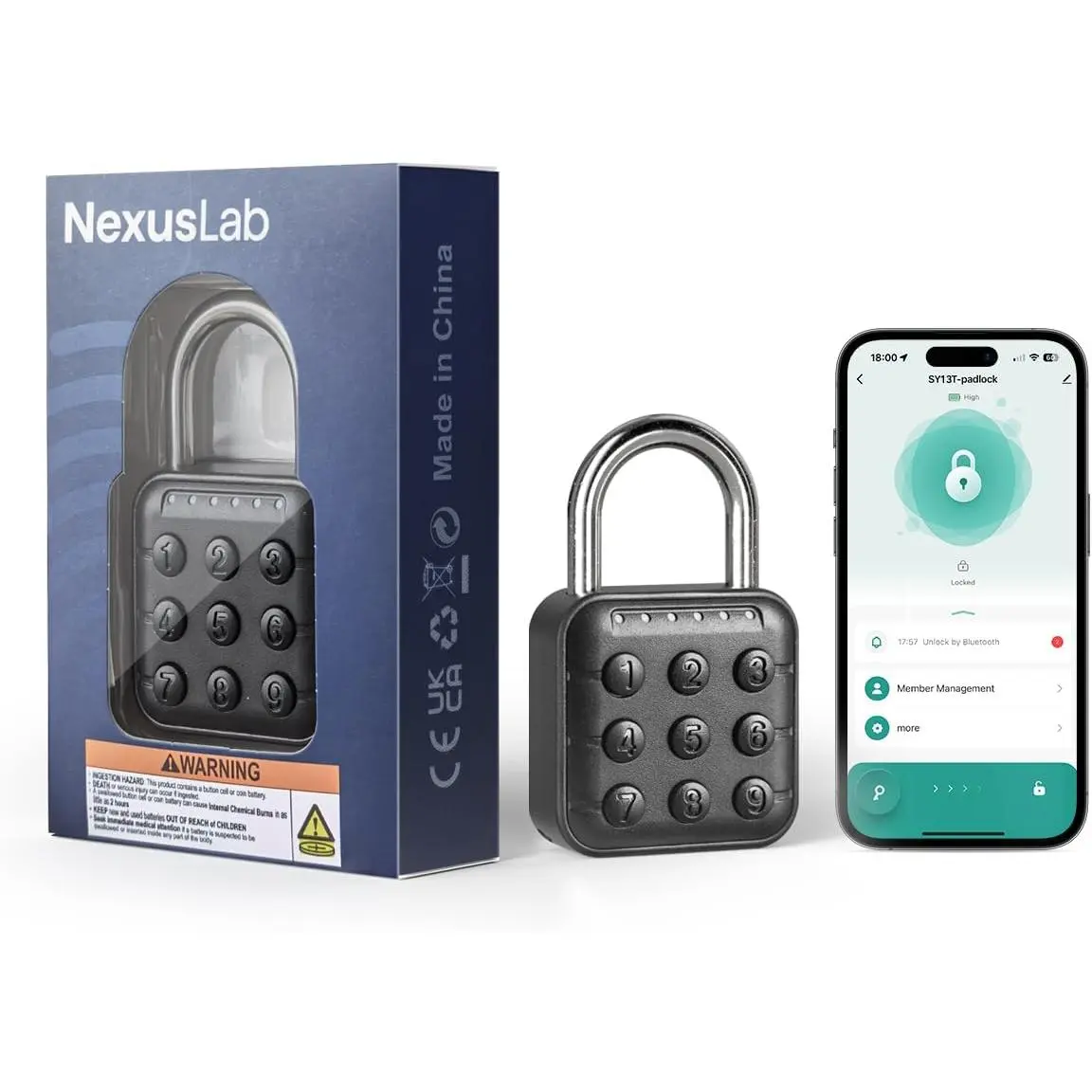 Combination Lock for Locker, Locker Lock & Gym Lock with TUYA App: IP67 Rated, Corrosion-Resistant Zinc Alloy, Anti-Corrosion, for Gym/School/Travel, Privacy Safe, Supports (Tuya APP Contrl)