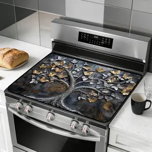 JOYFINITY Stove Top Cover for Glass and Electric Stoves, Multi-Design 3-in-1 Non-Slip Counter Protector Mat, Tree of Life & Butterfly Art – Stylish & Easy to Clean